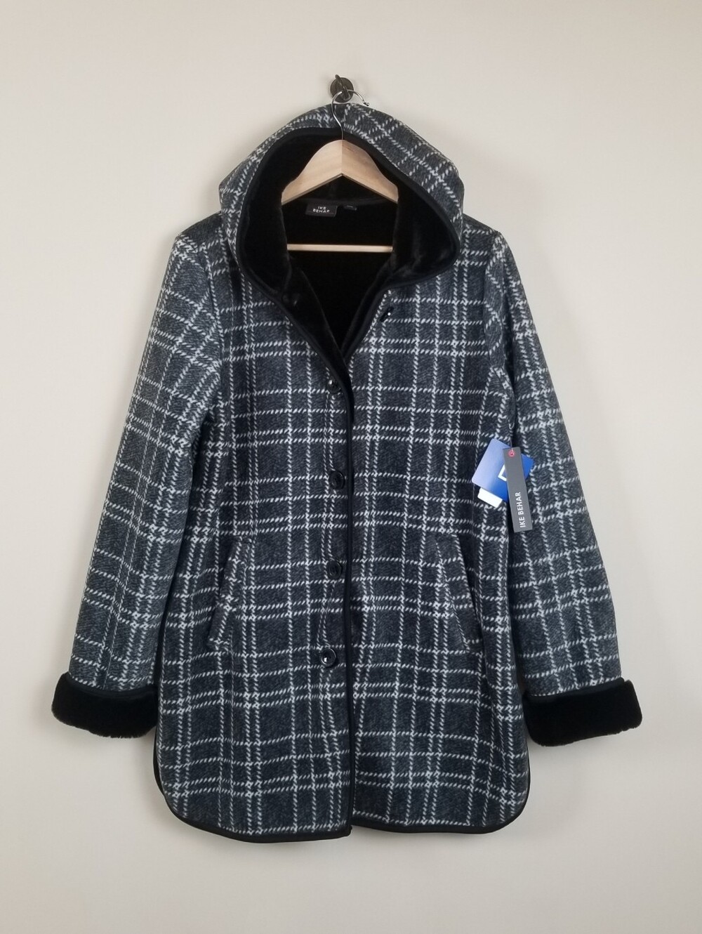 IKE Behar Soft Fleece Coat With Faux Fur Lining Large NWT